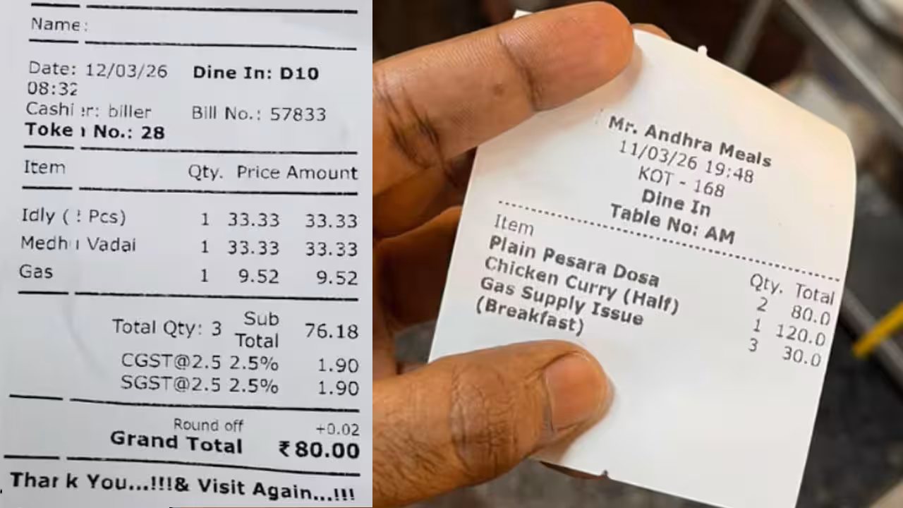 Gas Charge | నిన్న బెంగళూరులో.. నేడు చెన్నైలో.. ఇడ్లీ, వడతోపాటు గ్యాస్కీ చార్జీలు.. హోటల్ బిల్లు వైరల్