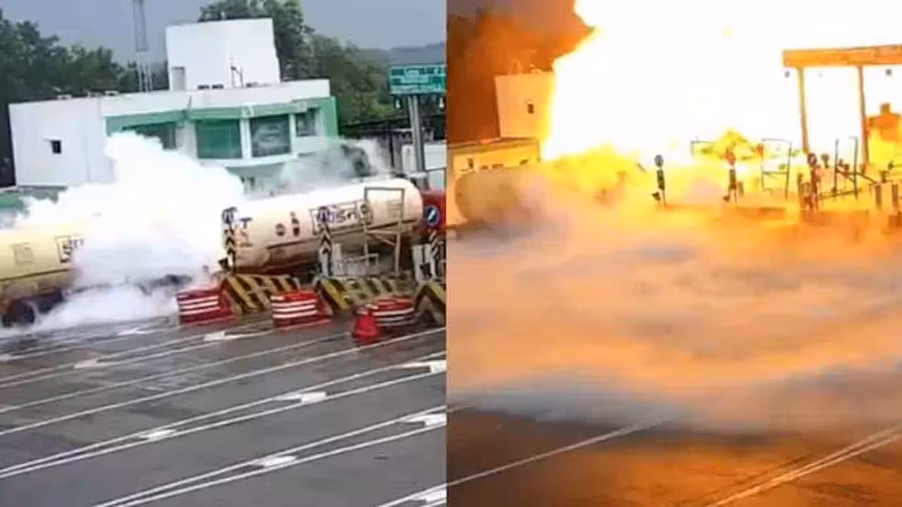 LPG Tanker Explodes | డివైడర్ను ఢీకొట్టిన ఎల్పీజీ ట్యాంకర్.. గ్యాస్ లీకై భారీ పేలుడు.. ఐదుగురు మృతి.. షాకింగ్ వీడియో