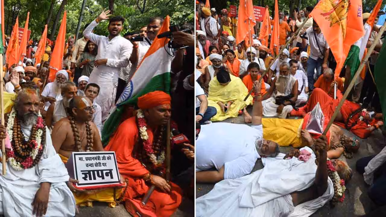 Ram Mandir Theft | అయోధ్య విరాళాల చోరీ.. ప్రధాని నివాసానికి సాధువుల భారీ మార్చ్.. అడ్డుకున్న పోలీసులు