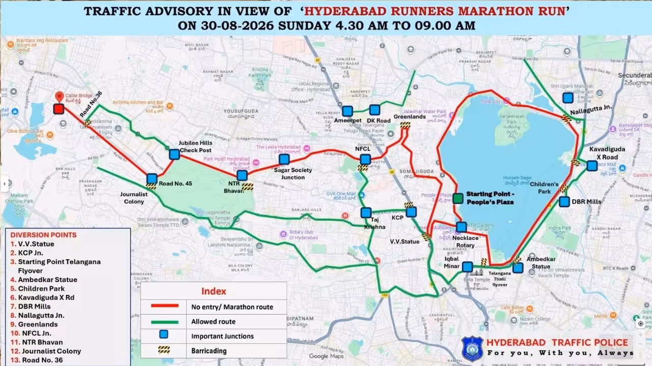 Traffic diversions | రేపే హైదరాబాద్ రన్నర్స్ మారథాన్.. ట్రాఫిక్ మళ్లింపు వివరాలివే