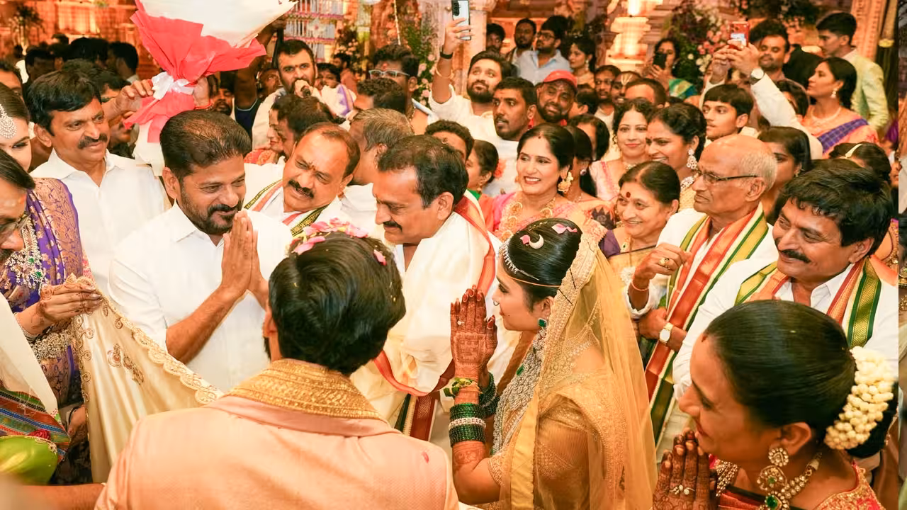 CM Revanth, CBN and Pawan Kalyan at Bandla Ganesh Daughter's Wedding