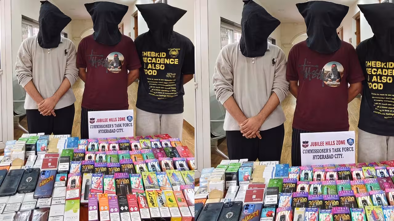 Illegal E-Cigarettes Hyderabad | బంజారాహిల్స్లో ఈ-సిగరెట్లు, నిషేధిత విదేశీ సిగరెట్ల దందా.. తక్కువ ధరకు తెచ్చి, సిటీలో భారీ రేట్లకు విక్రయం