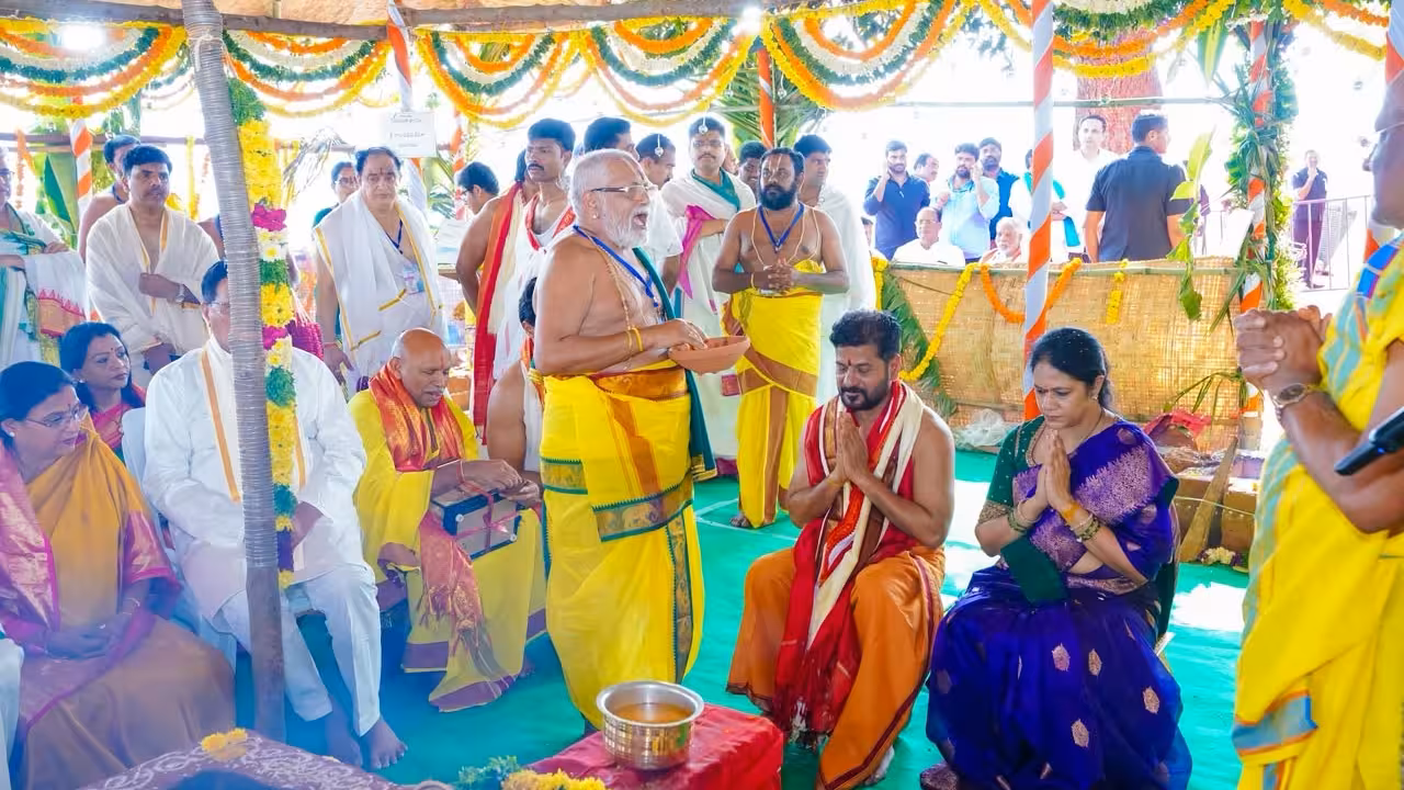 CM Revanth Reddy Performs Maha Varuna Yagam for Rains in Telangana
