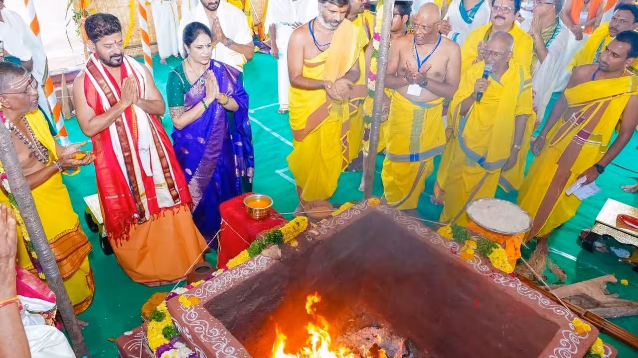 CM Revanth Reddy Performs Maha Varuna Yagam for Rains in Telangana