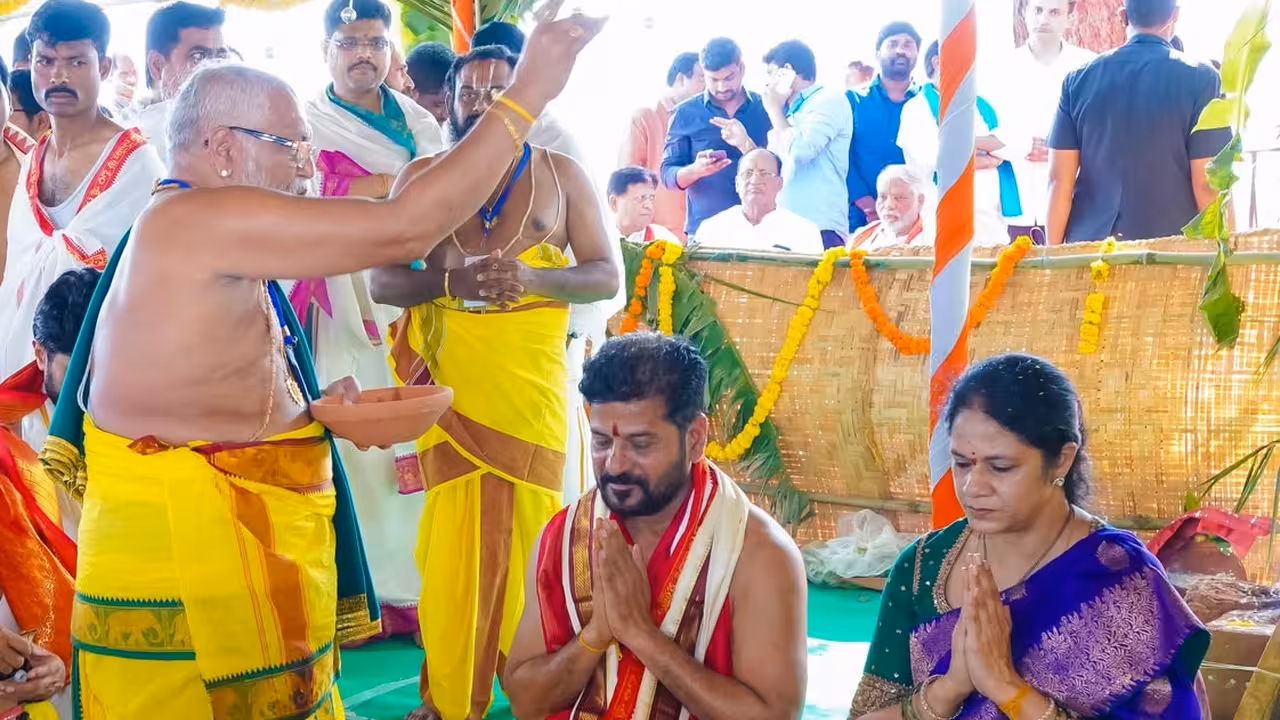 CM Revanth Reddy Performs Maha Varuna Yagam for Rains in Telangana
