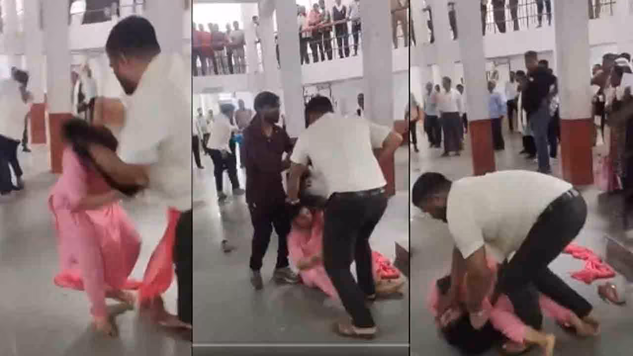 Women were beaten | కోర్టులో మహిళపై దాడి.. గొంతునులిమి దాడి చేసిన భర్త.. షాకింగ్ వీడియో