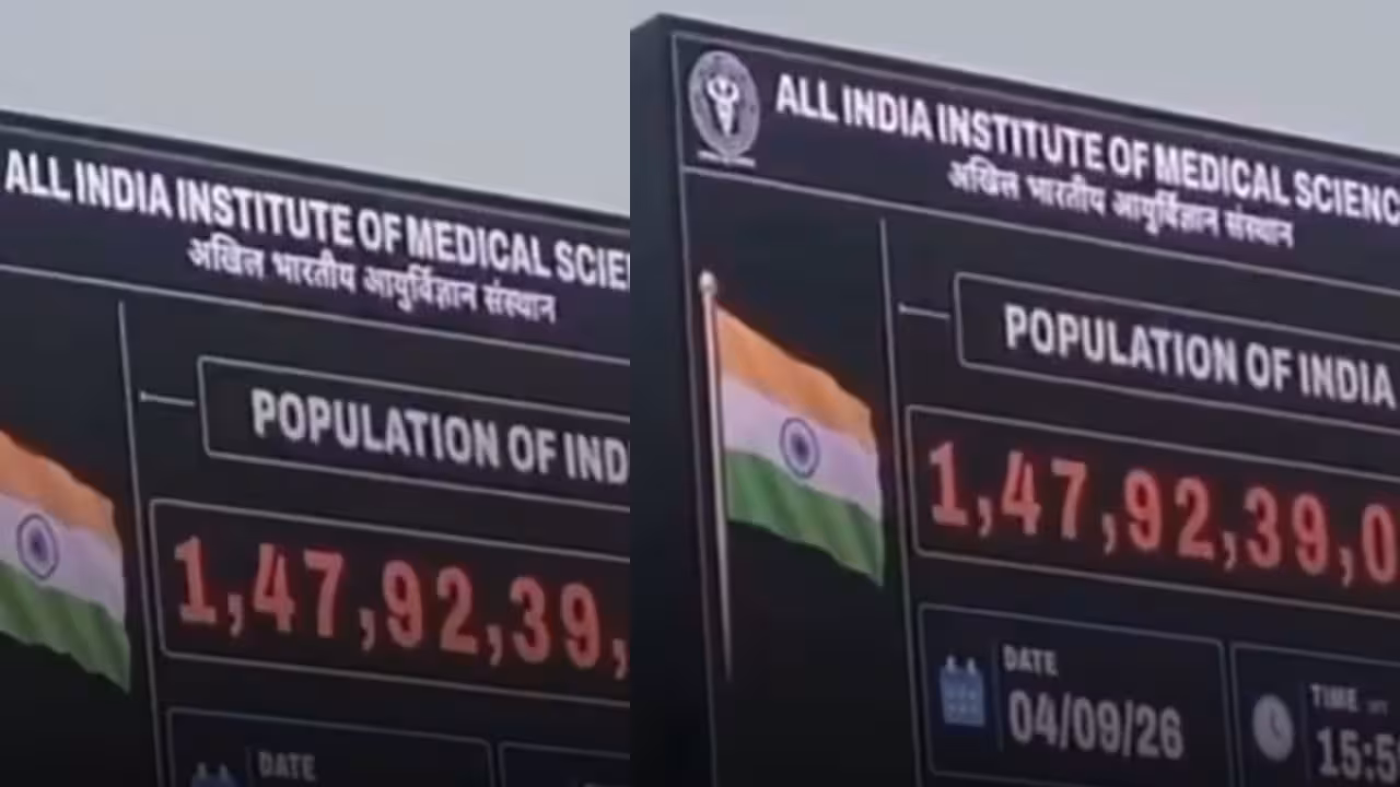 AIIMS Delhi Population Counter | క్షణక్షణం.. లైవ్లో దేశ జనాభా.. రోడ్డుపై డిజిటల్ బోర్డు ఏర్పాటు