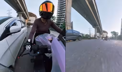 Gurugram Woman Biker Hit By Car | భయానక ఘటన: తనను వెంబడించొద్దన్నందుకు మహిళా బైకర్ను కారుతో ఢీకొట్టి.. వీడియో వైరల్