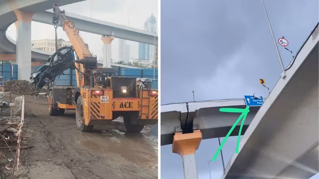 Speeding BMW Flies Off Mumbai Coastal Road Bridge Flips Mid-Air 3 Dead