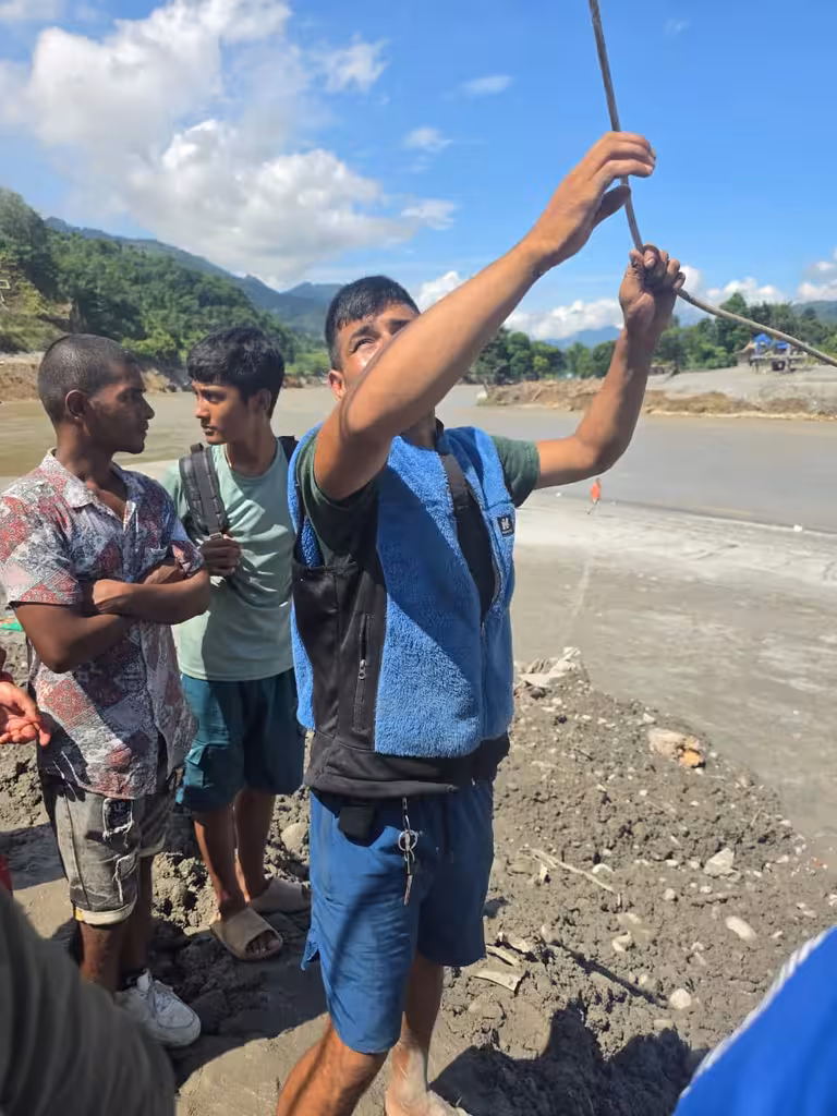 Nepal Floods Bridge Destroyed and 250m Zipline Keeps Devighat Connected