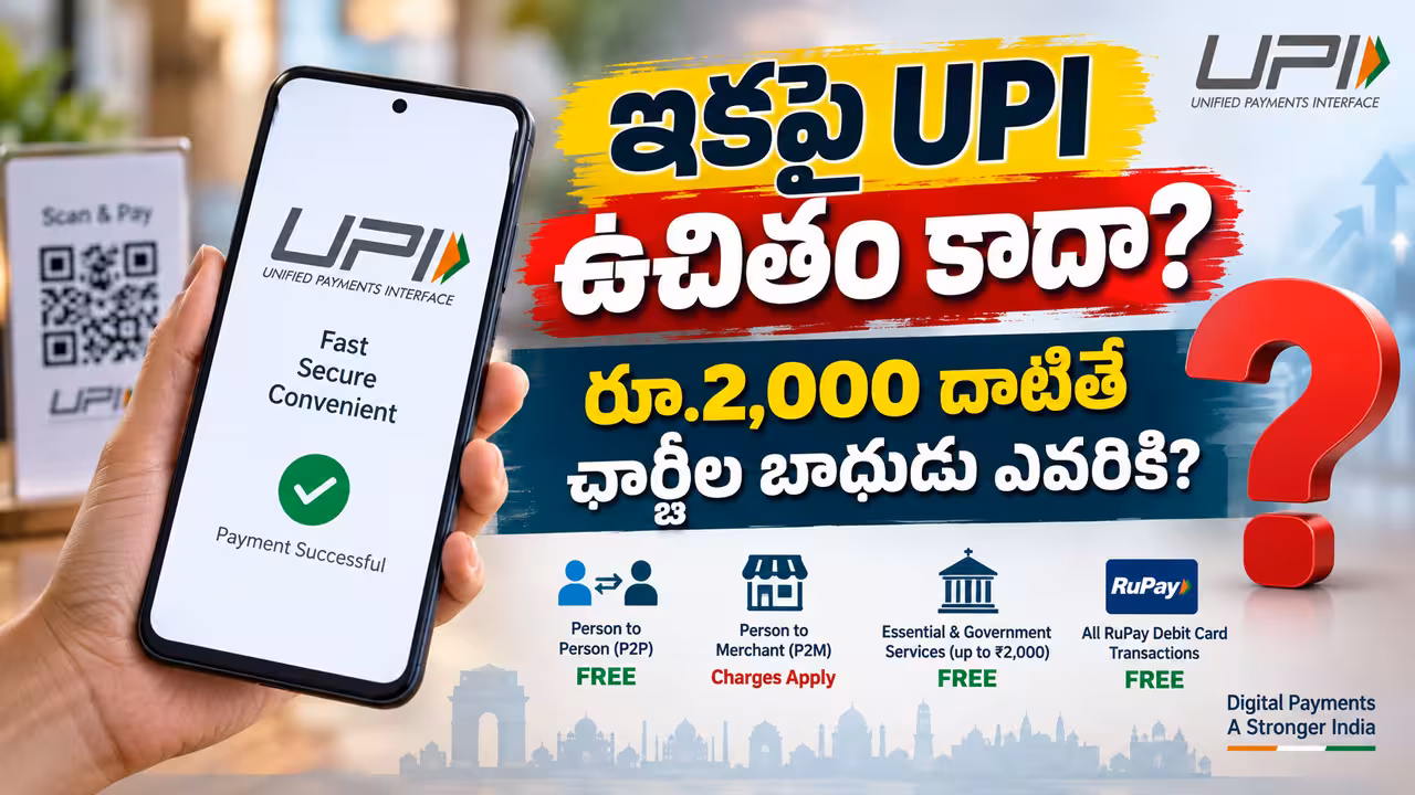 UPI charges 2026 | యూపీఐ లావాదేవీలపై కొత్త రూల్స్: రూ.2,000 దాటితే ఛార్జీలు ఎవరికి పడతాయి? మీ జేబుకు భారమా? అసలు నిజాలివే!