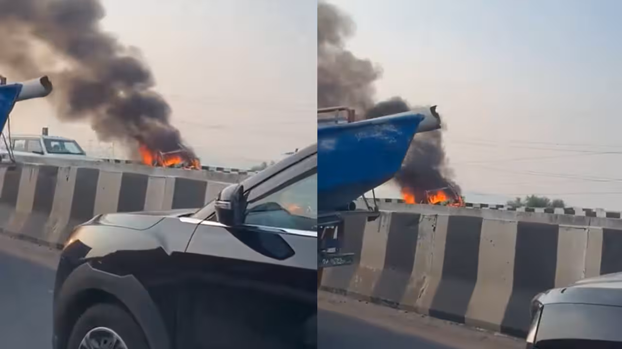 Vijayawada EV Car Fire Accident | డివైడర్ను ఢీకొట్టి మంటలు చెలరేగి ఎలక్ట్రిక్ కారు దగ్ధం.. చిన్నారితో సహా నలుగురు సజీవదహనం